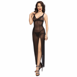 Comprar CHILIROSE - CR 4723 BABYDOLL LARGO & TANGA NEGRO L al mejor precio - Envíos Discretos