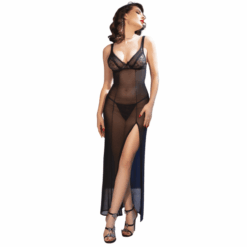 Comprar CHILIROSE - CR 4723 BABYDOLL LARGO & TANGA NEGRO M al mejor precio - Envíos Discretos