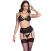 Comprar CHILIROSE - CR 4728 SET SUJETADOR + TANGA + MEDIAS NEGRO M al mejor precio - Envíos Discretos