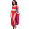 Comprar CHILIROSE - CR 4850 SET TOP ROJO Y LEGGINS CON COMPLEMENTOS DORADOS S al mejor precio - Envíos Discretos