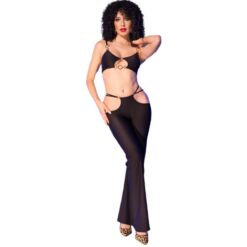 Comprar CHILIROSE - CR 4851 SET TOP NEGRO Y LEGGINS CON COMPLEMENTOS DORADOS S al mejor precio - Envíos Discretos