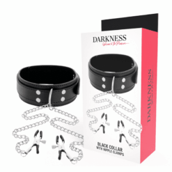 Comprar DARKNESS - COLLAR CON PINZAS PARA PEZONES NEGRO al mejor precio - Envíos Discretos