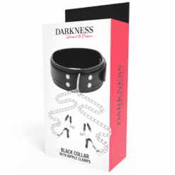 Comprar DARKNESS - COLLAR CON PINZAS PARA PEZONES NEGRO al mejor precio - Envíos Discretos