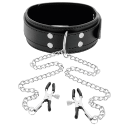 Comprar DARKNESS - COLLAR CON PINZAS PARA PEZONES NEGRO al mejor precio - Envíos Discretos