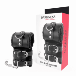 Comprar DARKNESS - ESPOSAS CUERO CON FORRO AJUSTABLES NEGRO al mejor precio - Envíos Discretos
