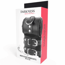 Comprar DARKNESS - ESPOSAS CUERO CON FORRO AJUSTABLES NEGRO al mejor precio - Envíos Discretos