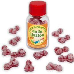 Comprar DIABLO PICANTE - 12 CARAMELOS DE LA ILUSIÓN FORMA PENE FRESA/CEREZA al mejor precio - Envíos Discretos