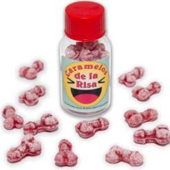 Comprar DIABLO PICANTE - 12 CARAMELOS DE LA RISA FORMA PENE FRESA/CEREZA al mejor precio - Envíos Discretos