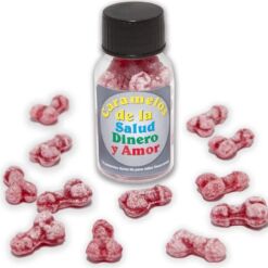 Comprar DIABLO PICANTE - 12 CARAMELOS DE LA SALUD-DINERO-AMOR FORMA PENE FRESA/CEREZA al mejor precio - Envíos Discretos