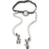 Comprar FETISH FANTASY SERIES - MORDAZA CON PINZAS PARA PEZONES al mejor precio - Envíos Discretos