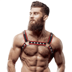 Comprar FETISH SUBMISSIVE ATTITUDE - ARNÉS BULLDOG ECOPIEL PECHO HOMBRE NEGRO/ROJO al mejor precio - Envíos Discretos