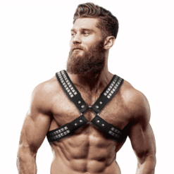 Comprar FETISH SUBMISSIVE ATTITUDE - ARNÉS ECOPIEL PECHO CRUZADO CON REMACHES HOMBRE al mejor precio - Envíos Discretos