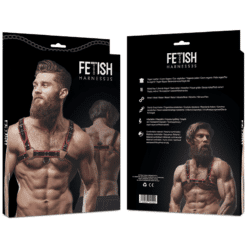 Comprar FETISH SUBMISSIVE ATTITUDE - ARNÉS ECOPIEL PECHO HOMBRE NEGRO/ROJO al mejor precio - Envíos Discretos
