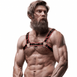 Comprar FETISH SUBMISSIVE ATTITUDE - ARNÉS ECOPIEL PECHO HOMBRE NEGRO/ROJO al mejor precio - Envíos Discretos