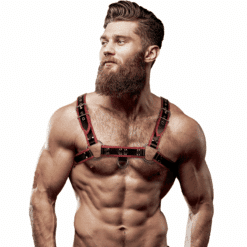 Comprar FETISH SUBMISSIVE ATTITUDE - ARNÉS ECOPIEL PECHO HOMBRE NEGRO/ROJO al mejor precio - Envíos Discretos