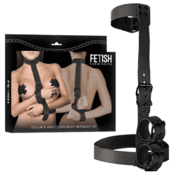 Comprar FETISH SUBMISSIVE BONDAGE - CONJUNTO DE SUJECIÓN PARA EL CUERPO DE CUELLO Y MUÑEQUERAS al mejor precio - Envíos Discretos