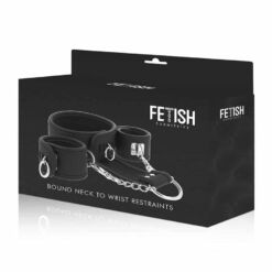 Comprar FETISH SUBMISSIVE - COLLAR Y ESPOSAS CUERO VEGANO CON FORRO DE NEOPRENO al mejor precio - Envíos Discretos