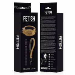 Comprar FETISH SUBMISSIVE ORIGEN - COLLAR CON CADENA CON FORRO DE NEOPRENO al mejor precio - Envíos Discretos