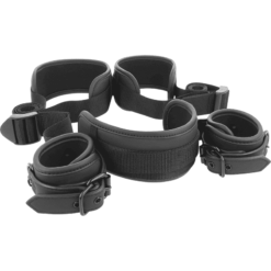 Comprar FETISH SUBMISSIVE - POSICIÓN MASTER CON 4 ESPOSAS CON FORRO DE NEOPRENO al mejor precio - Envíos Discretos