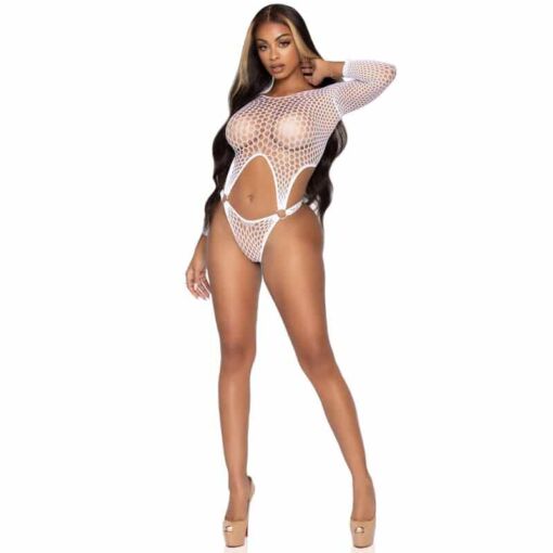 LEG AVENUE - BODY TANGA DE MANGA LARGA TALLA ÚNICA BLANCO - Imagen 3