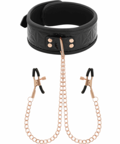BEGME - BLACK EDITION COLLAR CON CADENAS Y PINZAS PEZONES CON FORRO DE NEOPRENO