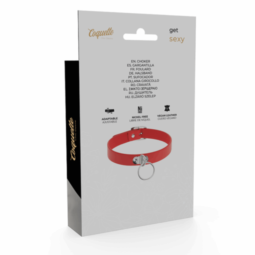 COQUETTE CHIC DESIRE - COLLAR CUERO VEGANO ROJO ACCESORIO WOMAN FETISH - Imagen 7