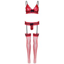 LEG AVENUE - SET TRES PIEZAS DE ENCAJES TALLA ÚNICA - ROJO - piKanteo | Despierta tu lado más piKante