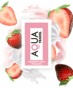 AQUA TRAVEL - LUBRICANTE BASE AGUA SABOR FRESA Y NATA 6 ML