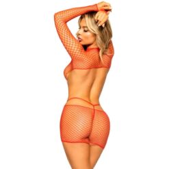 LEG AVENUE - MINI VESTIDO EN RED MANGA LARGA TALLA ÚNICA - ROJO - piKanteo | Despierta tu lado más piKante