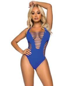 LEG AVENUE - BODY TANGA RACERBACK AZUL