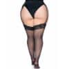 LEG AVENUE - OUTLET - MEDIAS DE NYLON NEGRAS CON ENCAJE SUPERIOR PLUS