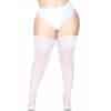 LEG AVENUE - MEDIAS AUTOADHESIVAS CON ENCAJE ANCHO COLOR BLANCO TALLA PLUS