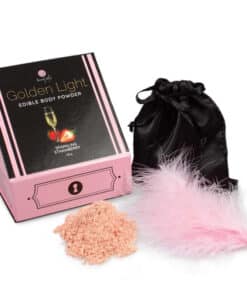 SECRETPLAY - GOLDEN LIGHT KIT POLVOS COMESTIBLES Y PLUMA FRESAS & CAVA