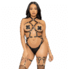 LEG AVENUE - KINK TEDDY ARNÉS CON ARO DE CORAZÓN TALLA S - NEGRO