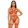 LEG AVENUE - KINK TEDDY ARNÉS CON TACHUELAS TALLA S - ROJO