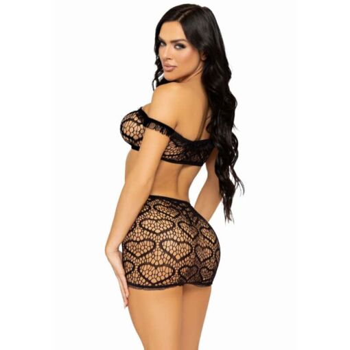 LEG AVENUE - SET TRES PIEZAS TOP, MINI FALDA Y TANGA TALLA ÚNICA - NEGRO - Imagen 2