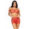 LEG AVENUE - SET TRES PIEZAS TOP, MINI FALDA Y TANGA TALLA ÚNICA - ROJO - piKanteo | Despierta tu lado más piKante
