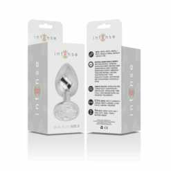 INTENSE - PLUG ANAL METAL ALUMINIO CON CRISTAL PLATA TALLA S - piKanteo | Despierta tu lado más piKante