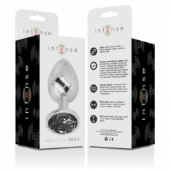 INTENSE - PLUG ANAL METAL ALUMINIO CON CRISTAL NEGRO TALLA L - piKanteo | Despierta tu lado más piKante