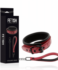 FETISH SUBMISSIVE DARK ROOM - COLLAR CON CADENA CON FORRO DE NEOPRENO