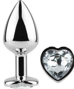 SECRETPLAY - METAL BUTT PLUG CORAZÓN TRANSPARENTE TALLA S 7 CM