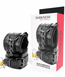 DARKNESS - ESPOSAS CUERO AJUSTABLES MANOS NEGRO CON CANDADO