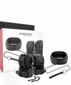 DARKNESS - ESPOSAS Y COLLAR DE CUERO NEGRO