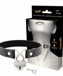 COQUETTE CHIC DESIRE - COLLAR CUERO VEGANO ACCESORIO CORAZÓN CON LLAVE