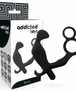 ADDICTED TOYS - PLUG ANAL CON ANILLA DOBLE PENE Y TESTÍCULOS NEGRO