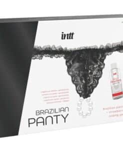 INTT RELEASES - PANTY BRASILEÑA NEGRA CON PERLAS Y GEL LUBRICANTE 50 ML