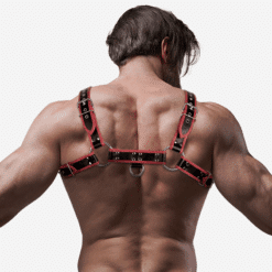 FETISH SUBMISSIVE ATTITUDE - ARNÉS ECOPIEL PECHO HOMBRE NEGRO/ROJO - piKanteo | Despierta tu lado más piKante