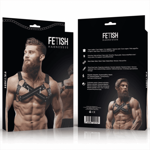 FETISH SUBMISSIVE ATTITUDE - ARNÉS BULLDOG AJUSTABLE NEOPRENO PECHO CRUZADO CON CREMALLERAS HOMBRE - Imagen 2