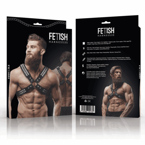 FETISH SUBMISSIVE ATTITUDE - ARNÉS ECOPIEL PECHO CRUZADO CON REMACHES HOMBRE - Imagen 2