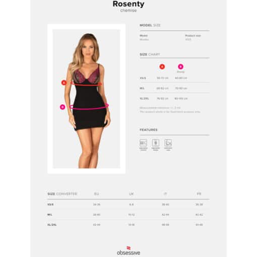 OBSESSIVE - ROSENTY CHEMISE & TANGA XS/S - Imagen 7